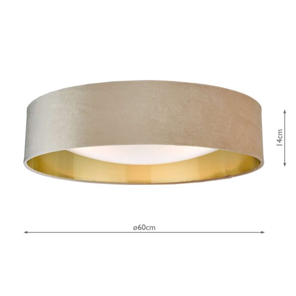 Nysa 3 Light Flush Velvet Taupe Shade 60cm - Image 6