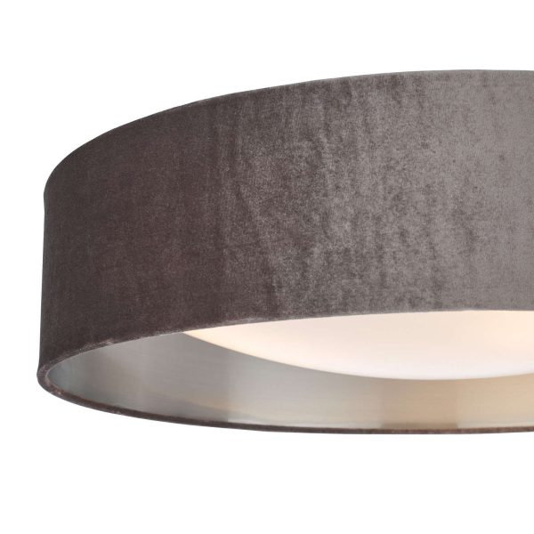 Nysa 3 Light Flush Velvet Mink Shade 60cm - Image 3