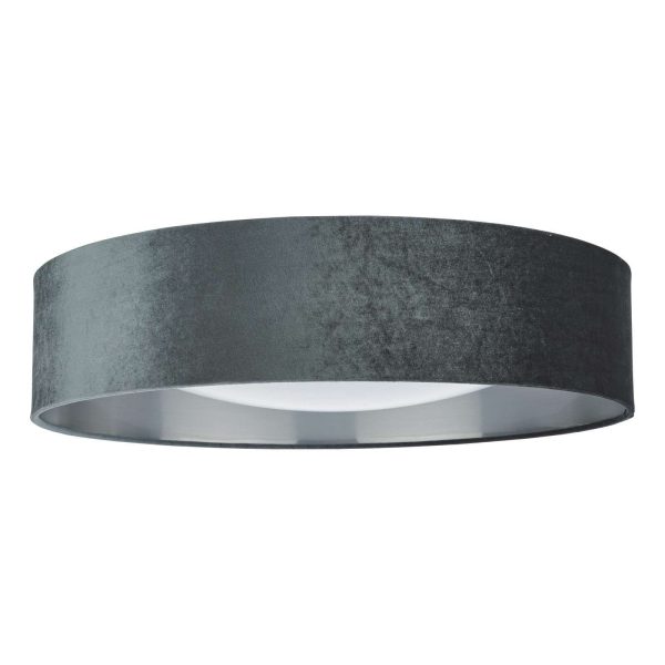 Nysa 3 Light Flush Velvet Dark Grey Shade 60cm - Image 2