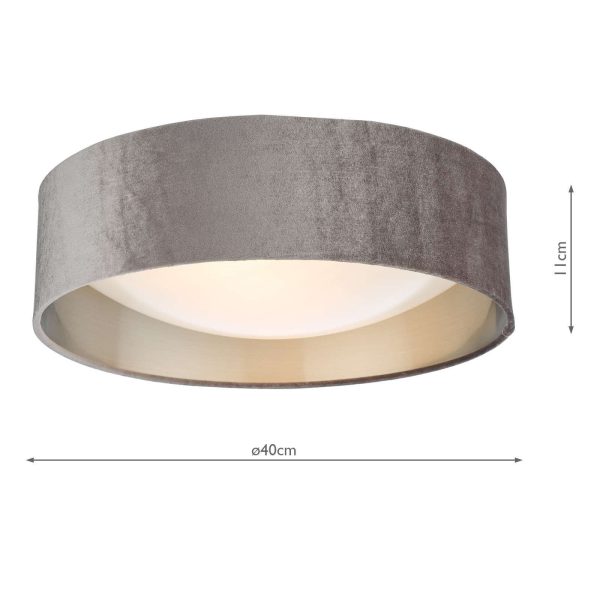 Nysa 2 Light Flush Velvet Mink Shade 40cm - Image 5