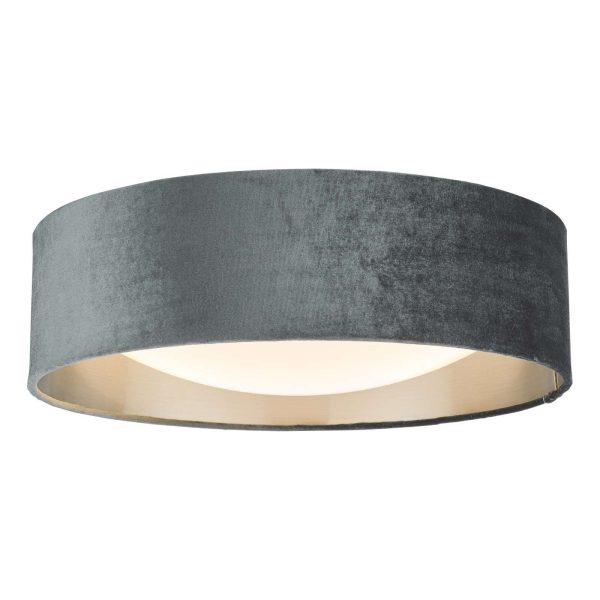 Nysa 2 Light Flush Velvet Dark Grey Shade 40cm