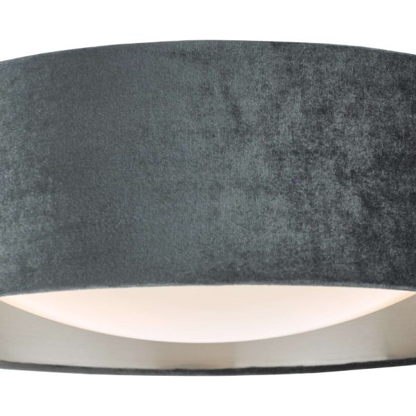 Nysa 2 Light Flush Velvet Dark Grey Shade 40cm - Image 3