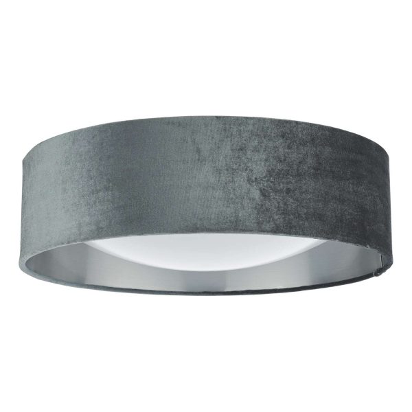 Nysa 2 Light Flush Velvet Dark Grey Shade 40cm - Image 2