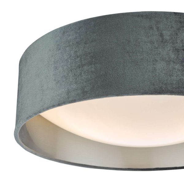 Nysa 2 Light Flush Velvet Dark Grey Shade 40cm - Image 4