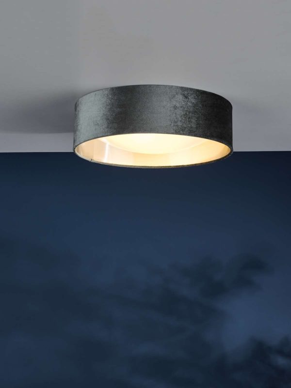 Nysa 2 Light Flush Velvet Dark Grey Shade 40cm - Image 5