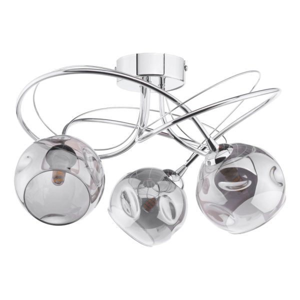 Onawa 3 Light Semi Flush Polished Chrome Smoked Glass - Image 2