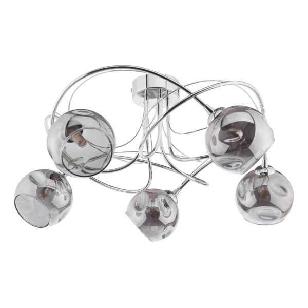 Onawa 5 Light Semi Flush Polished Chrome Smoked Glass - Image 2