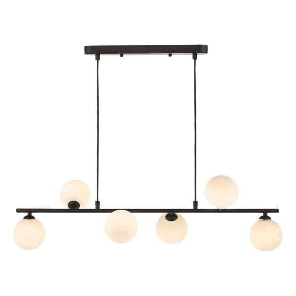 Spiral 6 Light Bar Pendant Matt Black Opal Glass - Image 2