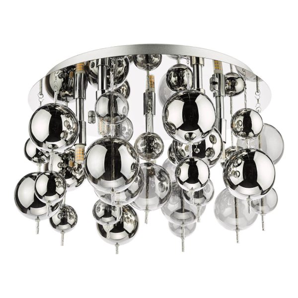 Thora 5 Light Flush Polished Chrome Smoked Glass - Image 2