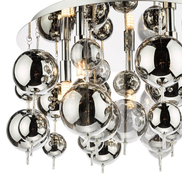 Thora 5 Light Flush Polished Chrome Smoked Glass - Image 3