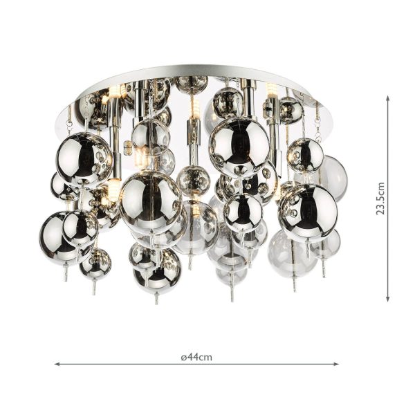 Thora 5 Light Flush Polished Chrome Smoked Glass - Image 5