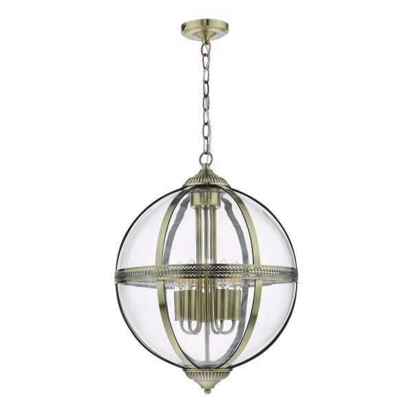 Vanessa 5 Light Lantern Antique Brass Glass - Image 2