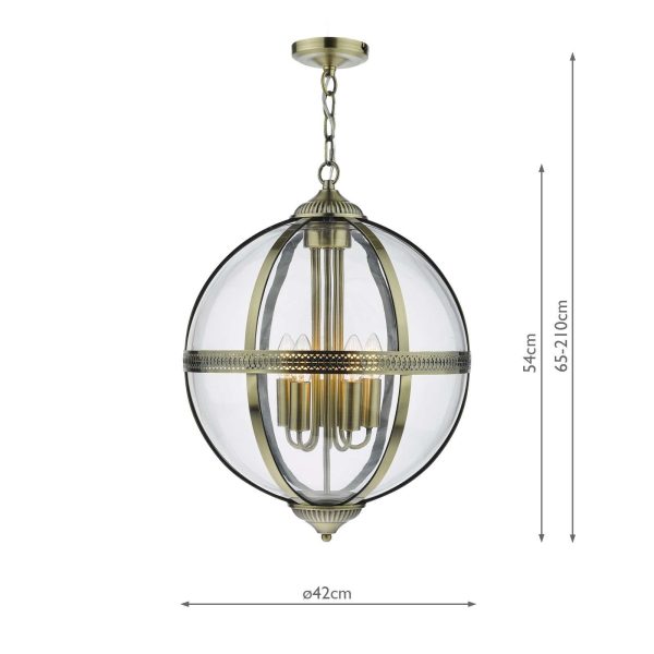 Vanessa 5 Light Lantern Antique Brass Glass - Image 5