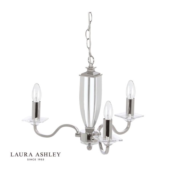 Laura Ashley Carson 3lt Bathroom Pendant Polished Nickel Glass IP44