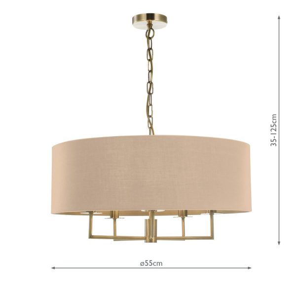 Jamelia 5 Light Shadelier Antique Brass Taupe Shade - Image 3