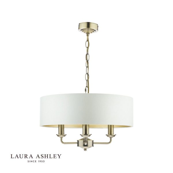 Laura Ashley Sorrento 3lt Pendant Antique Brass With Ivory Shade - Image 2