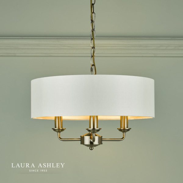 Laura Ashley Sorrento 3lt Pendant Antique Brass With Ivory Shade - Image 3