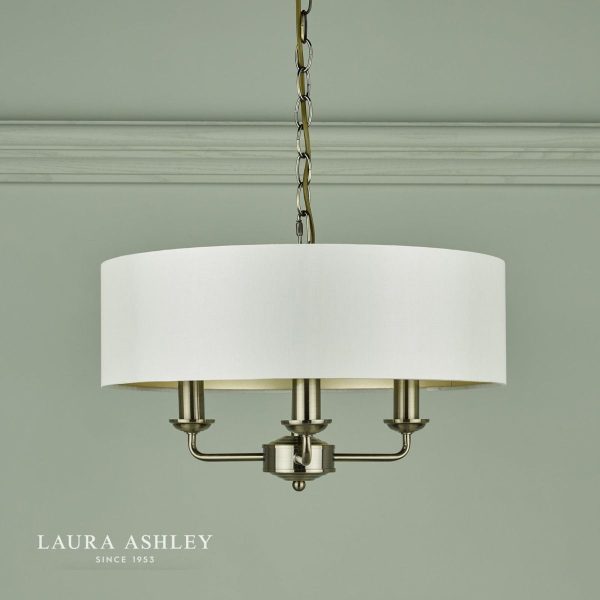 Laura Ashley Sorrento 3lt Pendant Antique Brass With Ivory Shade - Image 4