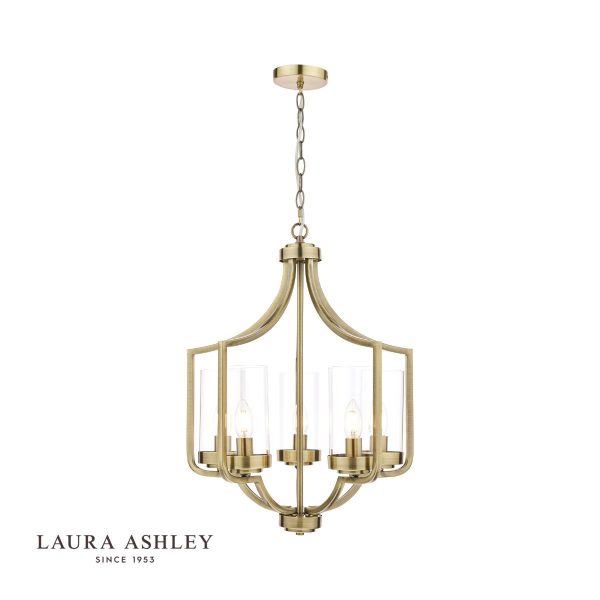 Laura Ashley Joseph 5lt Chandelier Antique Brass Glass