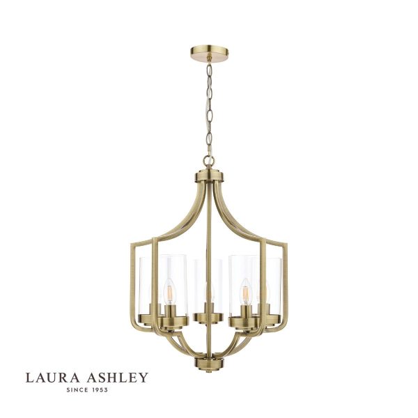 Laura Ashley Joseph 5lt Chandelier Antique Brass Glass - Image 2