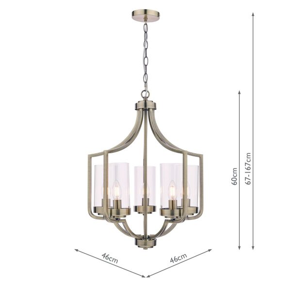 Laura Ashley Joseph 5lt Chandelier Antique Brass Glass - Image 5