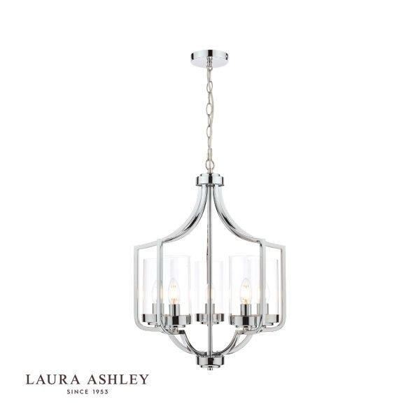 Laura Ashley Joseph 5lt Chandelier Polished Chrome Glass