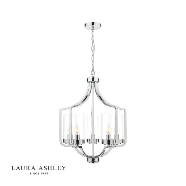 Laura Ashley Joseph 5lt Chandelier Polished Chrome Glass - Image 2