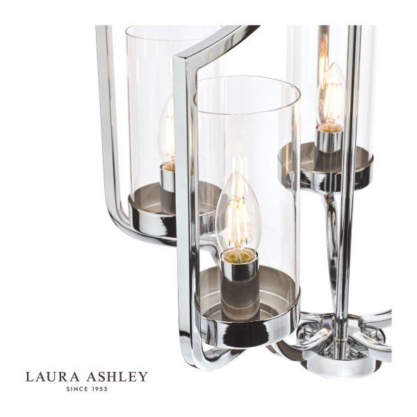 Laura Ashley Joseph 5lt Chandelier Polished Chrome Glass - Image 3