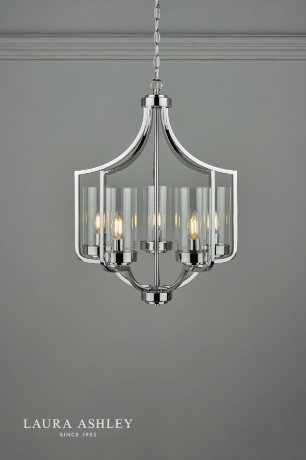 Laura Ashley Joseph 5lt Chandelier Polished Chrome Glass - Image 4