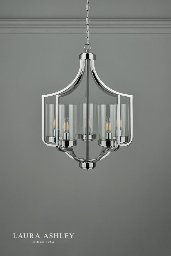 Laura Ashley Joseph 5lt Chandelier Polished Chrome Glass - Image 5