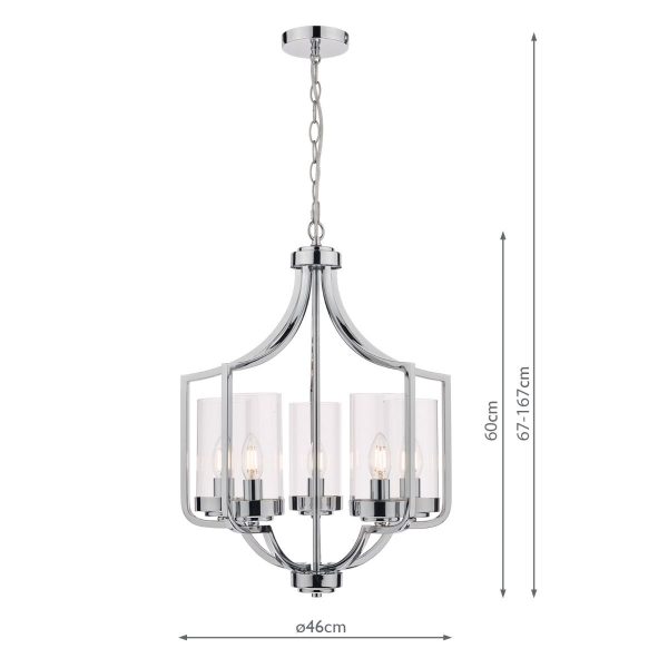 Laura Ashley Joseph 5lt Chandelier Polished Chrome Glass - Image 6