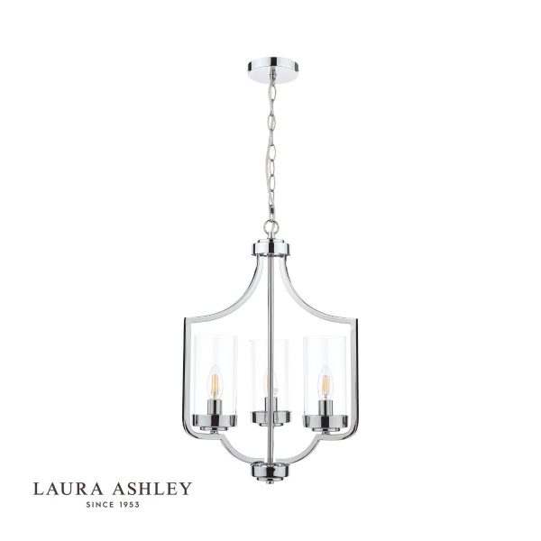 Laura Ashley Joseph 3lt Chandelier Polished Chrome Glass - Image 2