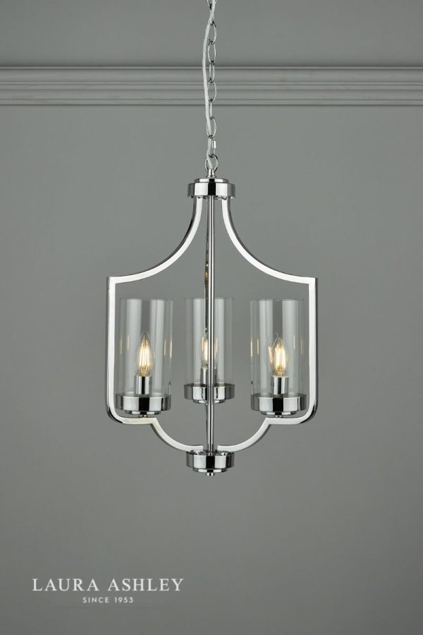 Laura Ashley Joseph 3lt Chandelier Polished Chrome Glass - Image 4