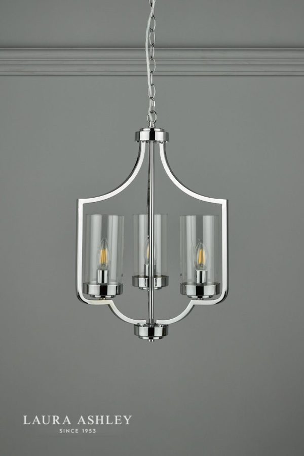 Laura Ashley Joseph 3lt Chandelier Polished Chrome Glass - Image 5