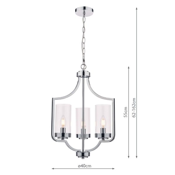 Laura Ashley Joseph 3lt Chandelier Polished Chrome Glass - Image 6