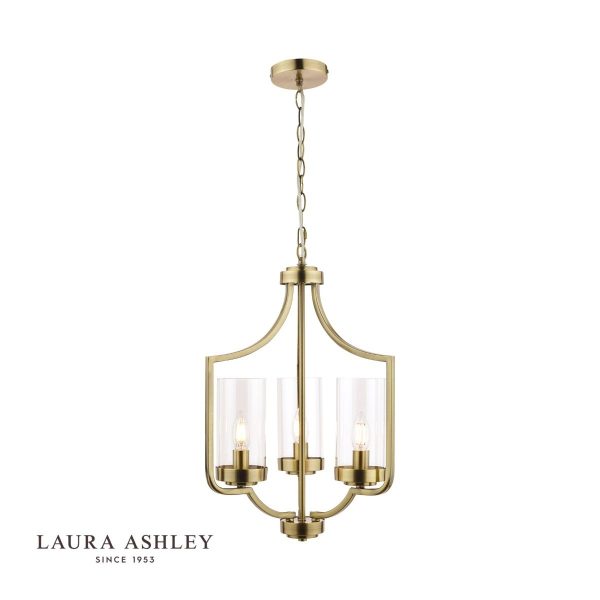 Laura Ashley Joseph 3lt Chandelier Antique Brass Glass