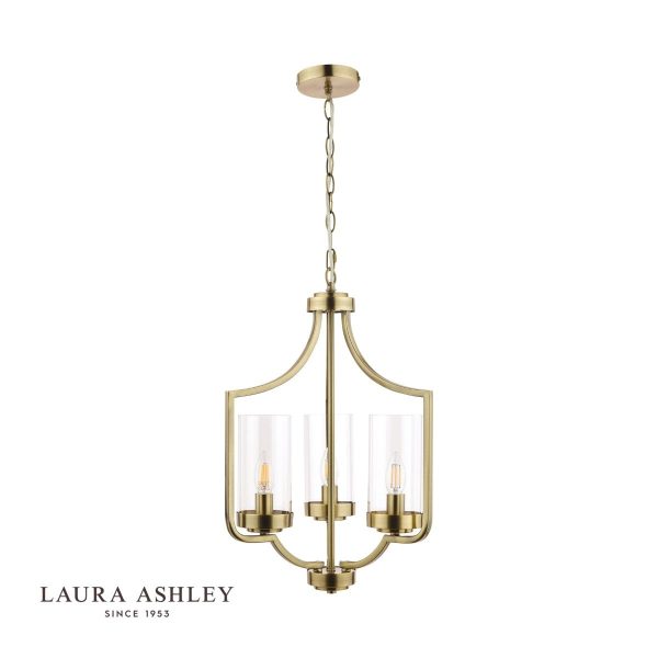 Laura Ashley Joseph 3lt Chandelier Antique Brass Glass - Image 2