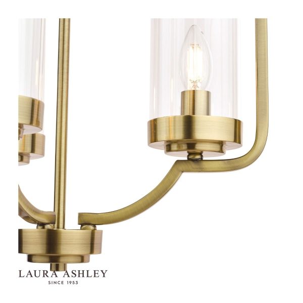 Laura Ashley Joseph 3lt Chandelier Antique Brass Glass - Image 3