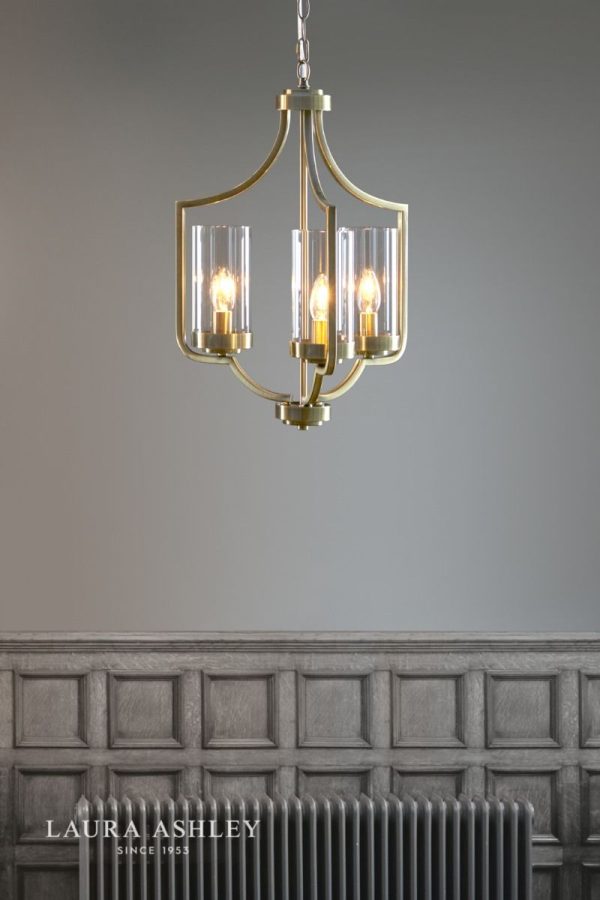 Laura Ashley Joseph 3lt Chandelier Antique Brass Glass - Image 4