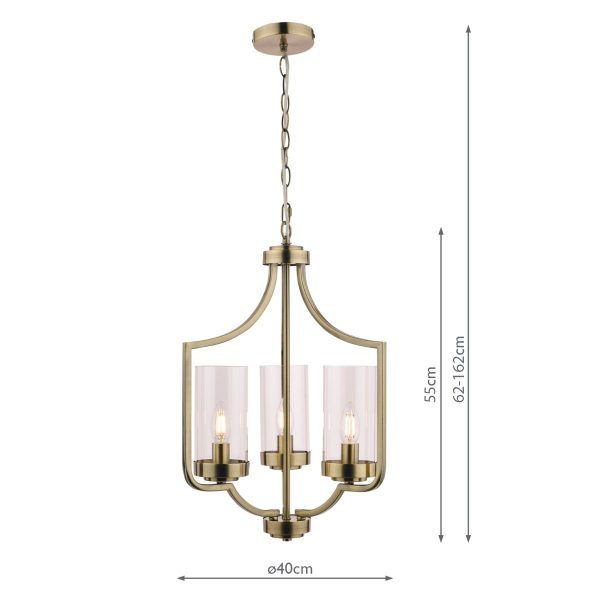 Laura Ashley Joseph 3lt Chandelier Antique Brass Glass - Image 5