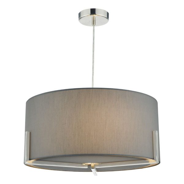 Santino Pendant Satin Chrome With Grey Cotton Shade