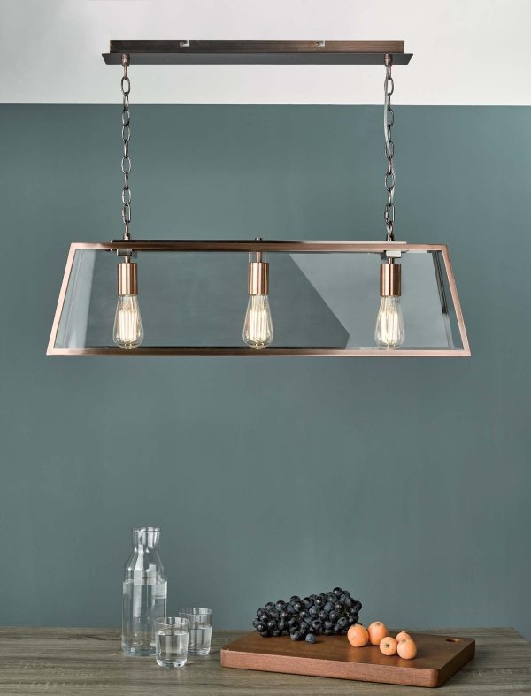 Academy 3 Light Bar Pendant Antique Copper - Image 4