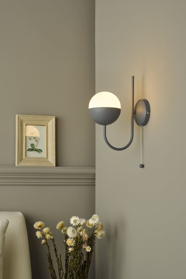 Andre Single Wall Light Grey Opal Glass - Image 7