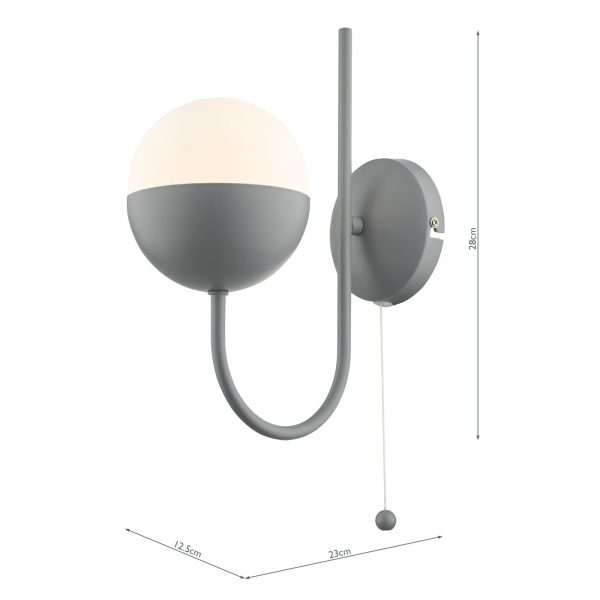 Andre Single Wall Light Grey Opal Glass - Image 10