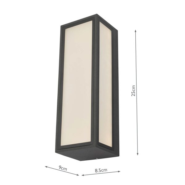 Arham 1 Light Wall Light Anthracite IP65 LED - Image 4