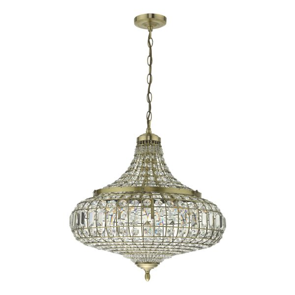 Asmara 6 Light Pendant Antique Brass Crystal - Image 2