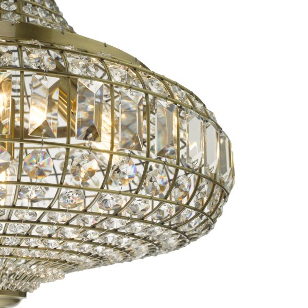 Asmara 6 Light Pendant Antique Brass Crystal - Image 3