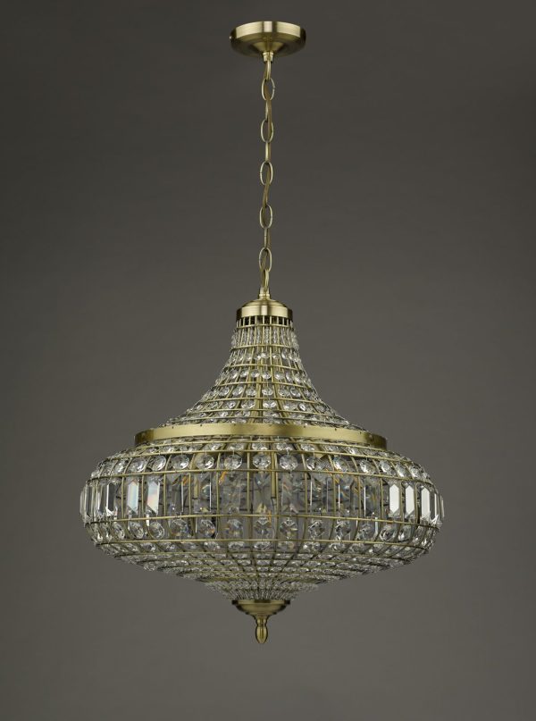 Asmara 6 Light Pendant Antique Brass Crystal - Image 6