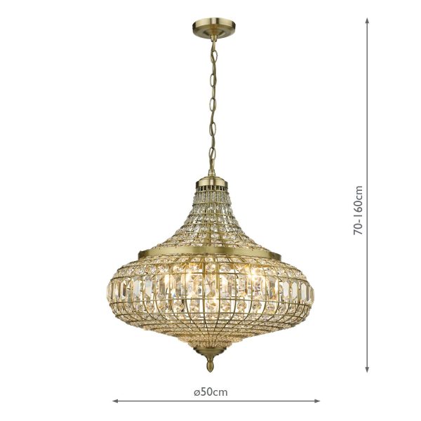 Asmara 6 Light Pendant Antique Brass Crystal - Image 8