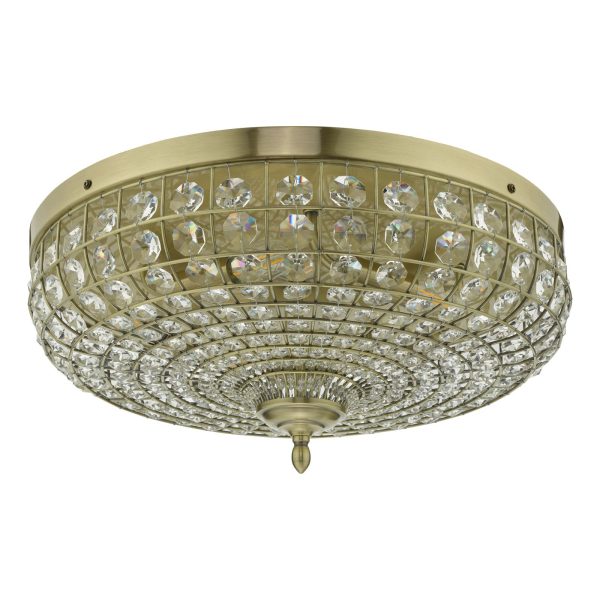 Asmara 5 Light Flush Antique Brass Crystal - Image 2